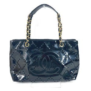 CHANEL Black Leather Coco Mark Shoulder Bag